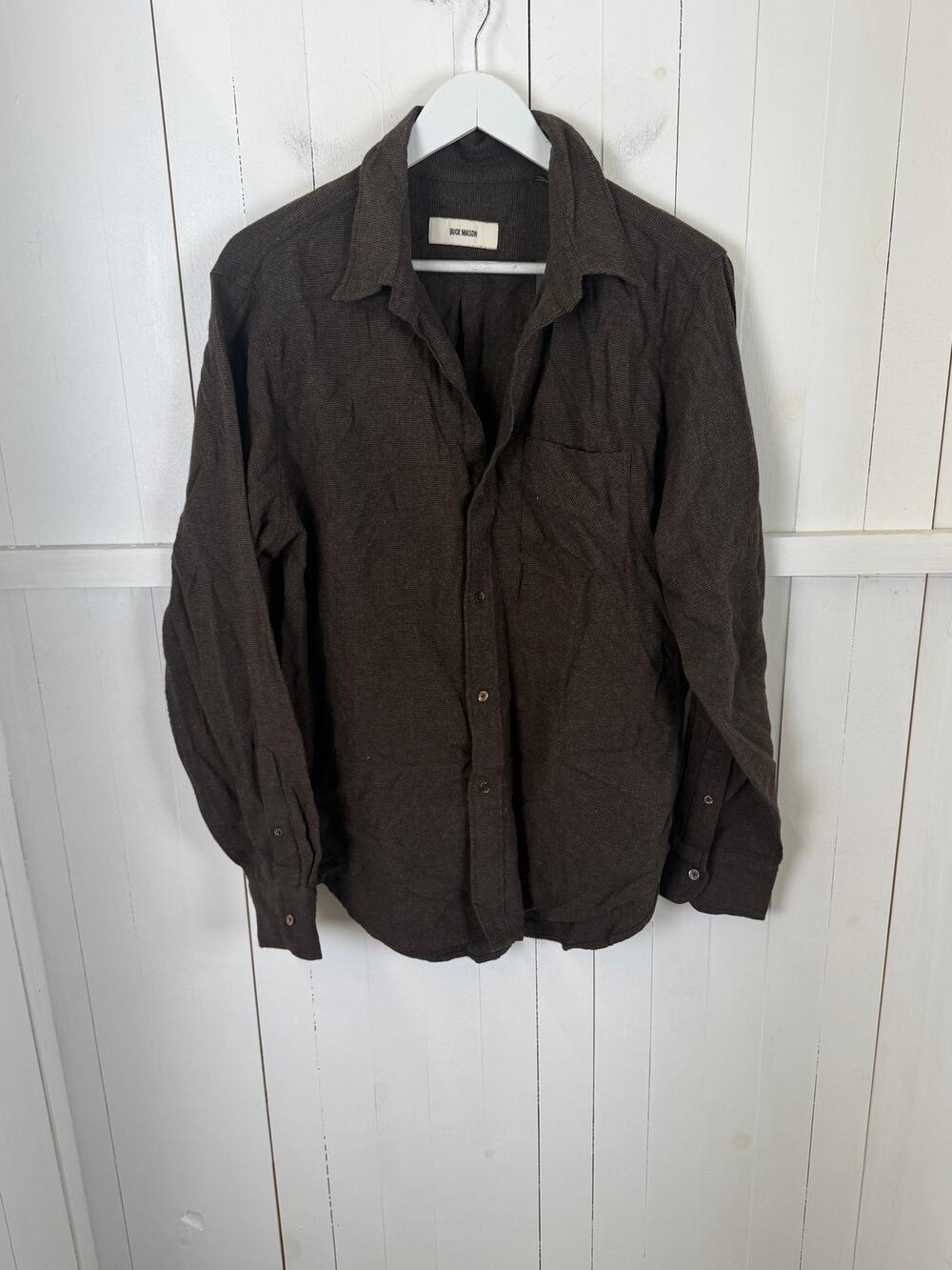 BUCK MASON Gray Brown Cotton Shirt Men's L NWT
